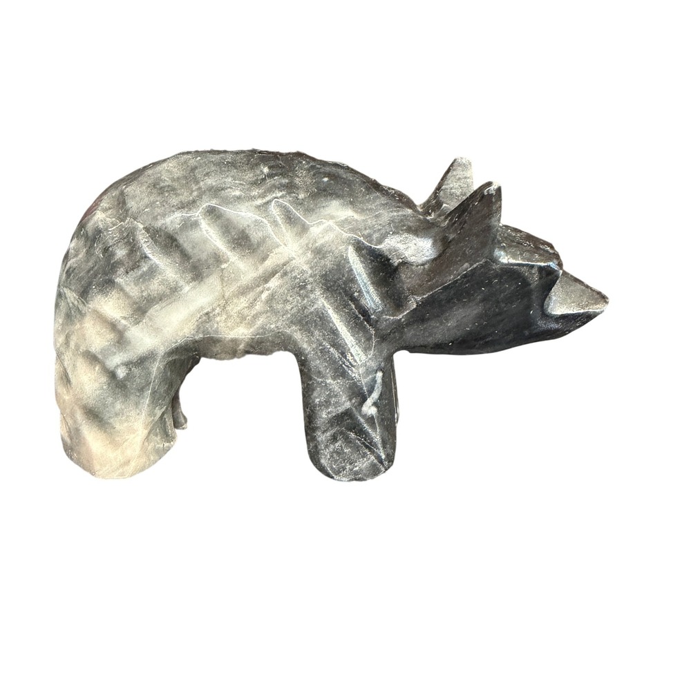 Vintage Hand Carved Stone Bear Figurine Inuit ''Style" Soapstone Totem Sculpture